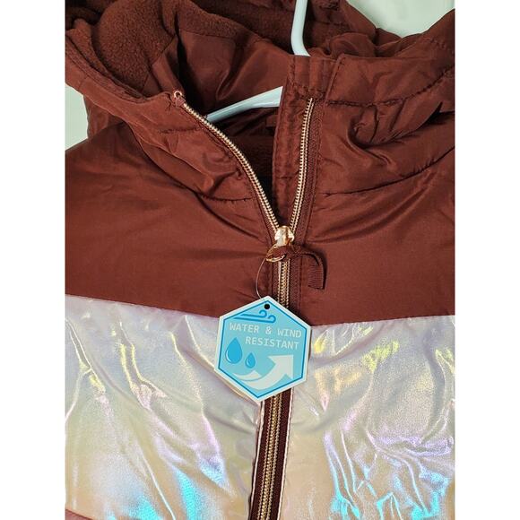Swiss Alps Girls Small 7/8 Maroon Pink Puffer Jacket NWT Water Wind Resistant - Picture 3 of 13